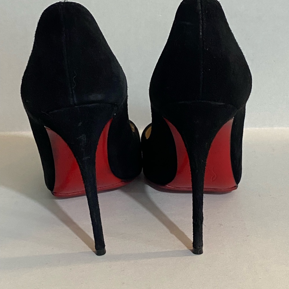 Christian Louboutin So Kate Veau Velours Heels Black with Red Bottoms, 34.5